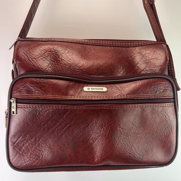 Vintage Samsonite Overnight Travel Commuter Bag In Maroon - Picture 1 of 11